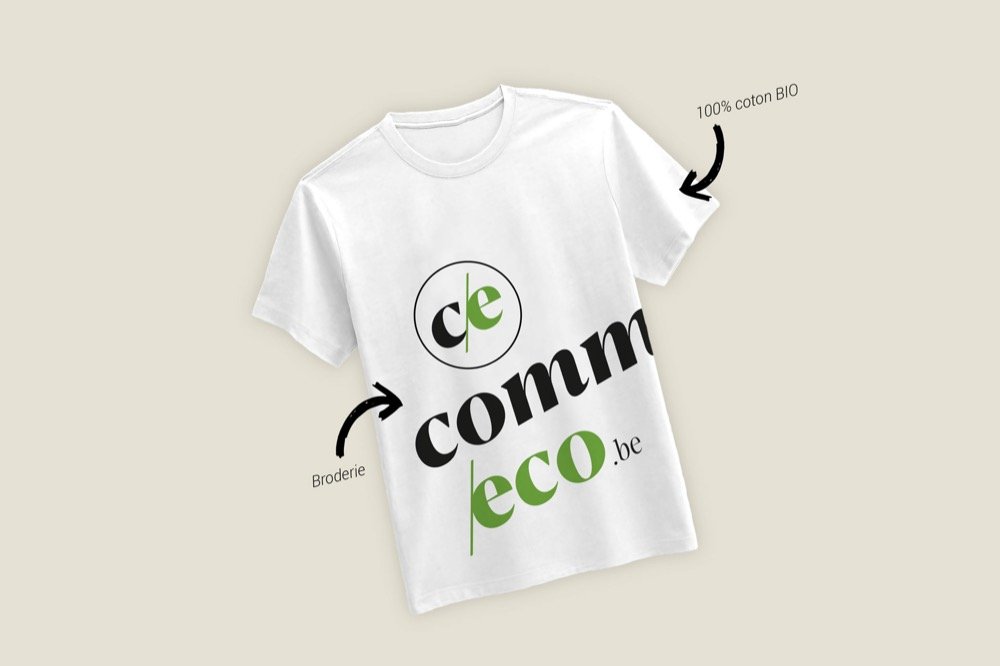 Textile en coton biologique brodé avec le logo Commeco